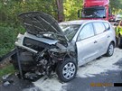 Nehoda motorky a osobního auta nedaleko Luhaovic.
