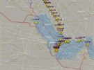 Grafika ukazuje, jak se katarské aerolinky Qatar Airways vyhýbají vzdunému...