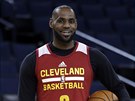 LeBron James z Clevelandu na tréninku ped finále NBA