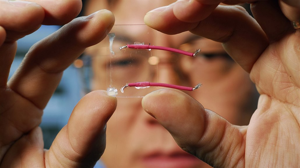 �ung Lin Wang p�edvádí základ technologie nanogenerátor� elekt�iny: drát, ve...