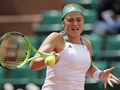 Jelena Ostapenkov bhem tvrtfinle Roland Garros.