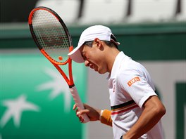 Kei Niikori bhem osmifinle Roland Garros.