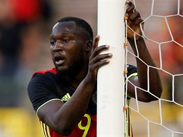 Belgick tonk Romelu Lukaku prv proti esku zahodil velkou anci, kdy z...