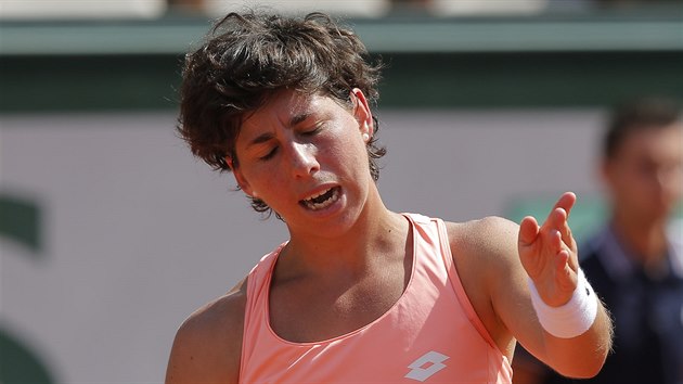 Carla Surezov bhem osmifinle Roland Garros.