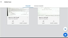 Aplikace Adobe Scan vytváí z papírových dokument PDF soubory.