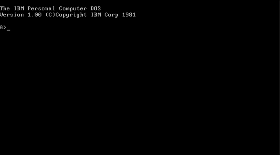 Startovací obrazovka operaního systému PC DOS z roku 1981