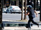 Policisté hlídkují  v okolí paíské tídy Champs-Elysées, kde útoník najel...