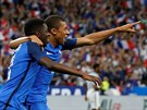 Ousmane Dembele a Kylian Mbappe právě zařídili gól Francie.