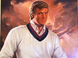 Obraz mladého Donalda Trumpa v klubu v Palm Beach