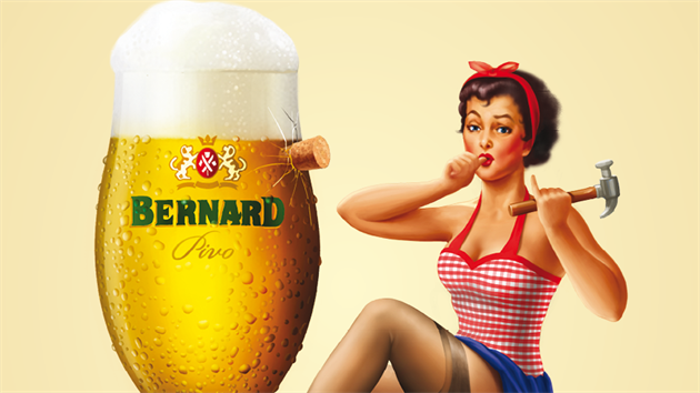 Kampaň pivovaru Bernard. Pin-up dívky propagují pivní speciály. Jejich vyobrazení pobouřilo feministky a genderové skupiny.