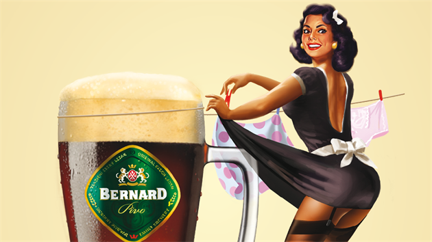 Kampaň pivovaru Bernard. Pin-up dívky propagují pivní speciály. Jejich vyobrazení pobouřilo feministky a genderové skupiny.