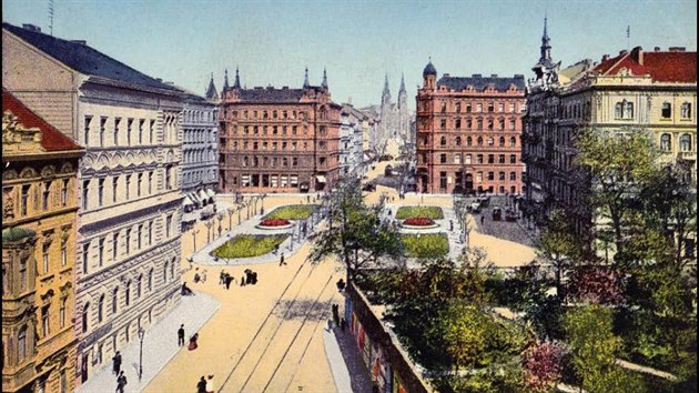 Tehdejší vinohradské náměstí Komenského v roce 1918