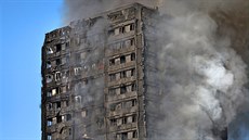 Plameny pohltily výkový bytový dm Grenfell Towere v západním Londýn. (14....