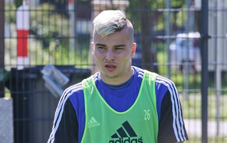 Michal Obroník na tréninku fotbalist Olomouce.