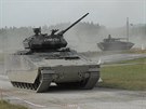 Obrnnec CV90 bhem armádních test na Libavé