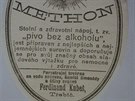 Etiketa nápoje zon, který byl pedchdcem nealkoholického piva.