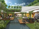 Chystan� obchodn� centrum Green Park v Bene�ov�. Na vizualizaci je atrium v...