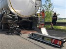 Na 55. kilometru dálnice D10 u Mladé Boleslavi se srazilo osobní auto s...