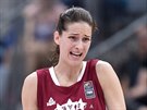 Lotyská basketbalistka Kristine Vitolaová se diví.
