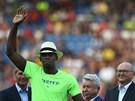 Usain Bolt pi slavnostním zahájení Zlaté tretry