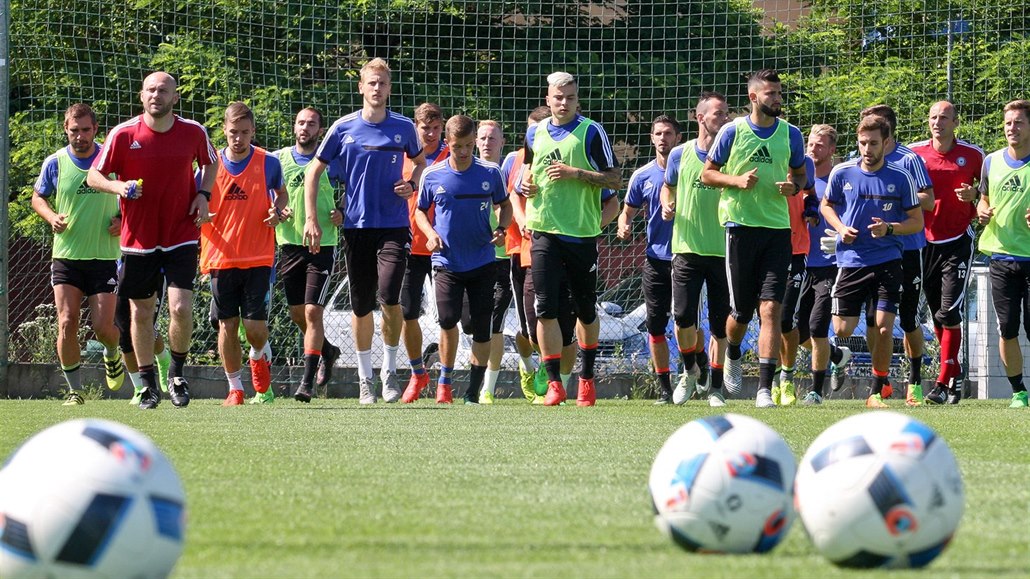 Trénink fotbalist� Olomouce.