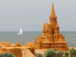 A sand sculpture is seen during the Sand Sculpture Festival "Disney Sand Magic"...