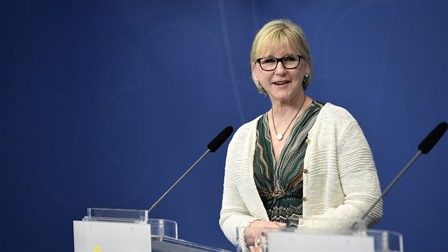 védská ministryn zahranií Margot Wallströmová bhem tiskové konference k...