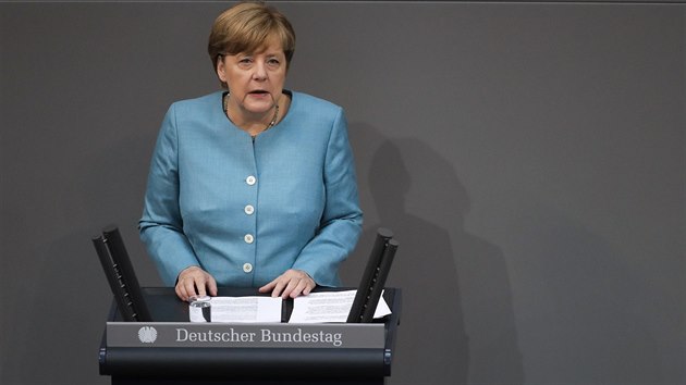 Angela Merkelov pi projevu k nmeckm poslancm (29. ervna 2017)