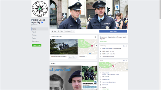 esk policie vstupuje na sociln st. Jej profil na Facebooku obsahuje po pl roce jen tyi pspvky (21. ervna 2017)