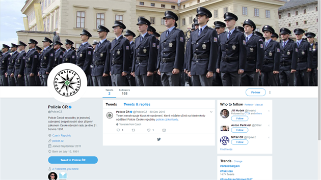 esk policie vstupuje na sociln st. Twitter hodl vyuvat jako zpravodajsk kanl, v zahrani je to bn u nkolik let (21. ervna 2017)