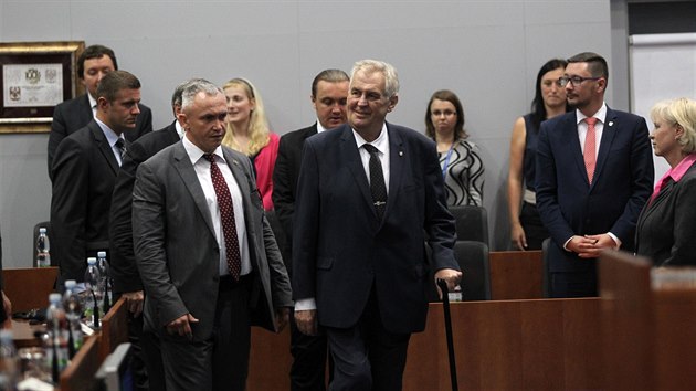 Prezident Miloš Zeman na krajském úřadě v Jihlavě.