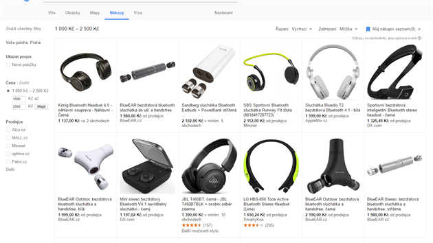 Google Nákupy - zobrazení produktů