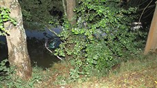 Devatenáctiletý řidič vrazil do stromu, auto pak skončilo v rybníce. Jeden ze...