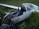 Pilot se s vtronm zítil do vysoké trávy na beskydské louce.