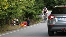 Místo nehody motorkáe a lutého autobusu u Vtrného Jeníkova.