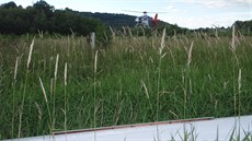 Pilot se s v�tron�m z�ítil do vysoké trávy na beskydské louce.