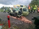 P�i sr�ce dvou automobil� na Hodon�nsku zem�eli v ned�li odpoledne �ty�i lid�....