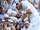 Brit Andy Murray bhem tetího kola Wimbledonu.
