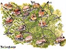 Mapka nejznámjích kláter Bukoviny