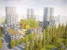 Vizualizace projektu Rezidence park Kav�� hory, kter� m� vyr�st na Pankr�ci....