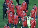 Zklamaní fotbalisté Chile po prohránem finále Poháru FIFA.