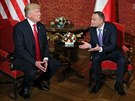 Americký prezident Donald Trump a polský prezident Andrzej Duda rozprávjí ve...