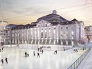 Prostor ped Vídeským koncertním domem (Wiener Konzerthaus) je v zim...