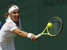 Svtlana Kuzncovová returnuje v duelu 2. kola Wimbledonu.