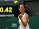 Karolína Plíková a její radost v utkání 2. kola Wimbledonu.