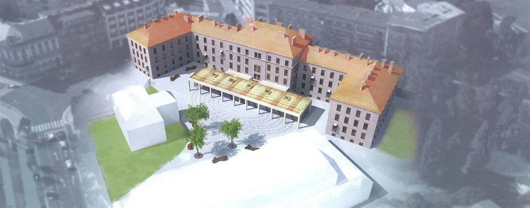 Před budovami Vrbenského kasáren i stávajícího depozitáře hradeckého Muzea...