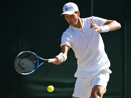 Tom Berdych bhem tetho kola Wimbledonu.