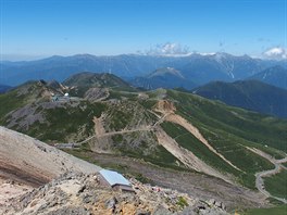 Panorama severnm smrem: observato, Yake (svtle zelen vrchol uprosted),...