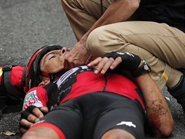 Richie Porte v pi lka bhem devt etapy Tour de France.