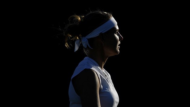 V AKCI. Lucie Šafářová v zápasu prvního kola Wimbledonu proti Oceane Dodinové.